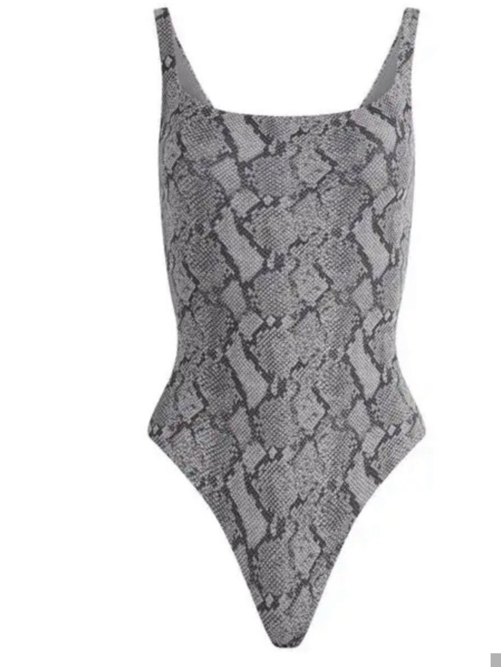 SKIMS fits everybody square neck Gray Snake-Print One-Piece Bodysuit nwt